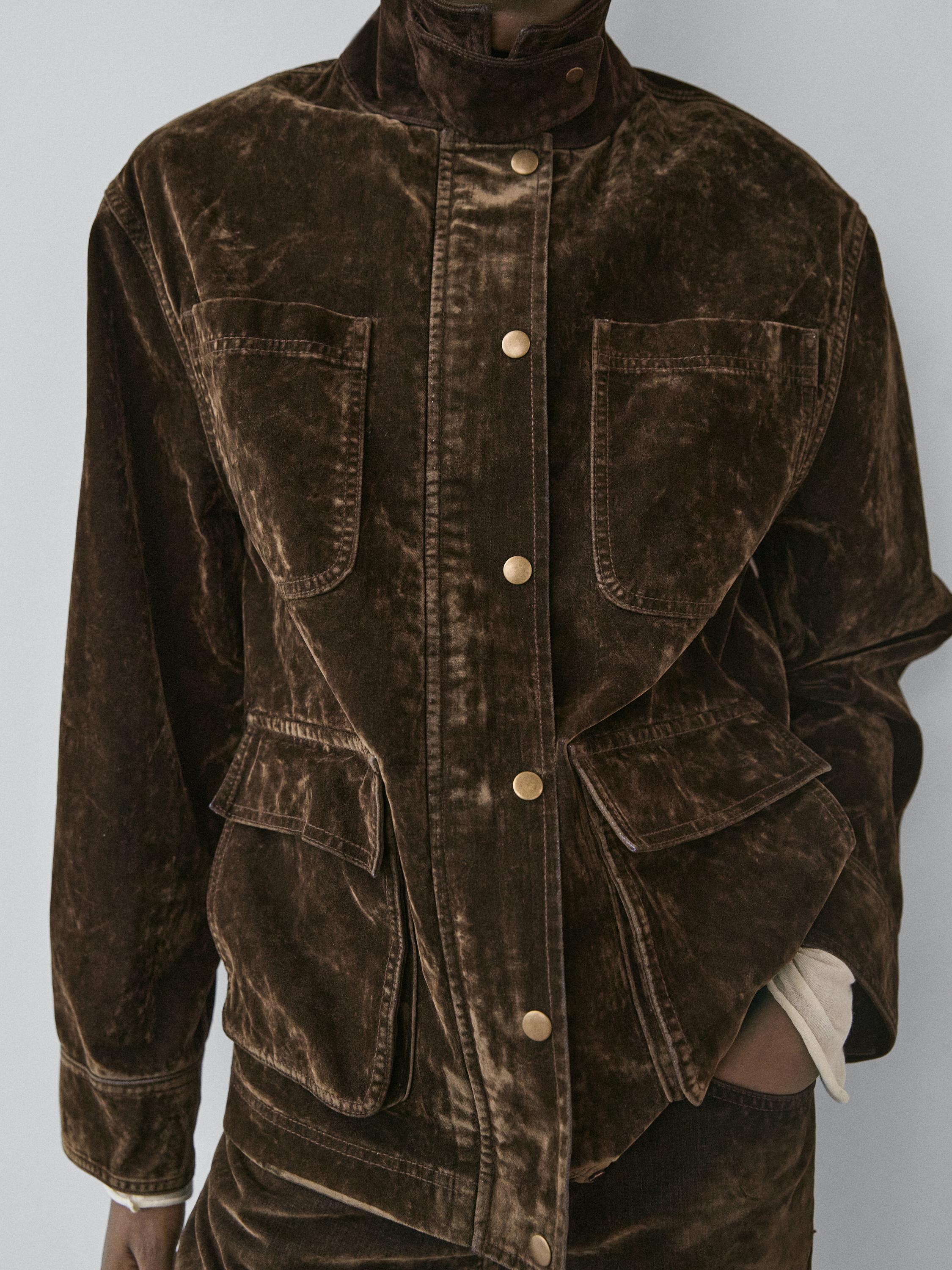 Flocked denim jacket with collar detail
